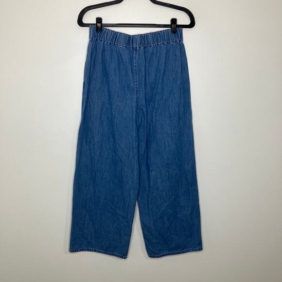 MADEWELL Denim Pull-On High-Rise Wide-Leg Crop Pants Ashgrove Wash Small - Picture 3 of 6